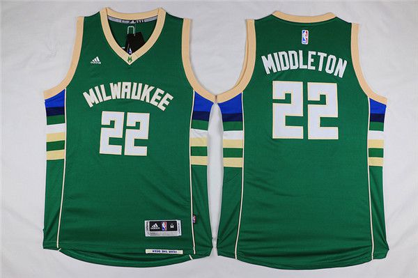 Men Milwaukee Bucks 22 Middleton Green Adidas NBA Jersey